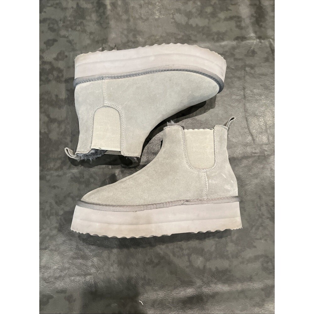 Unbranded platform gray Faux Suede Boots 8.5 Faux Fur Y2K Cozy